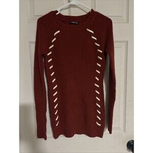 Patty Boutik Women Red Pullover Sweater Large with stitching design